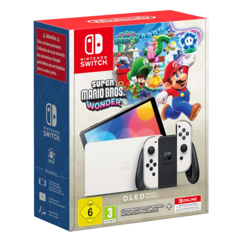 Nintendo Console Nintendo Switch OLED + Super Mario Wonder + 12 Mois NSO Nintendo Console Nintendo Switch OLED + Super Mario Wonder + 12 Mois NSO