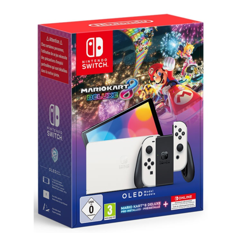 Nintendo Console Nintendo Switch OLED + Mario Kart 8 + 12 Mois NSO Nintendo Console Nintendo Switch OLED + Mario Kart 8 + 12 Mois NSO