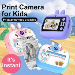 Appareil Photo d'Impression Instantanée pour Enfants - 24 Mégapixels Photo 1080p Vidéo - Lapin Bleu