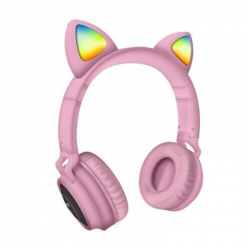 Techmade Casque Bluetooth Funny Led avec Microphone Rose