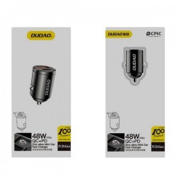 Dudao Chargeur voiture Dudao Mini USB-A / USB-C Charge Rapide 48W QC-PD Noir (R3MAX)