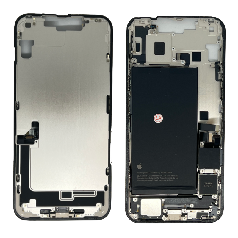 Apple Châssis iPhone 14 Blanc - Connecteur de Charge avec Batterie sans Vitre Arrière (Origine Demonté) - Grade B