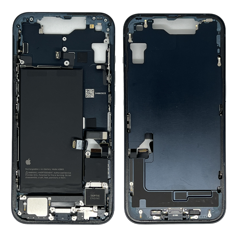 Apple Châssis iPhone 14 Noir - Connecteur de Charge + Batterie sans Vitre Arrière (Origine Demonté) - Grade AB