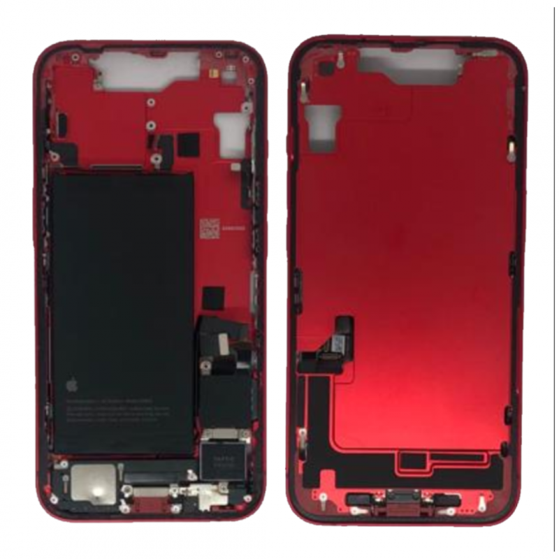 Apple Chassis iPhone 14 sans Vitre Arrière avec Batterie Rouge (Origine Demonté) - Grade AB