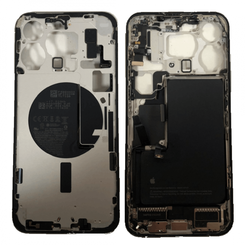 Apple Chassis iPhone 15 Pro Max sans Vitre Arrière avec Batterie Titane Noir (Origine Demonté) Grade AB