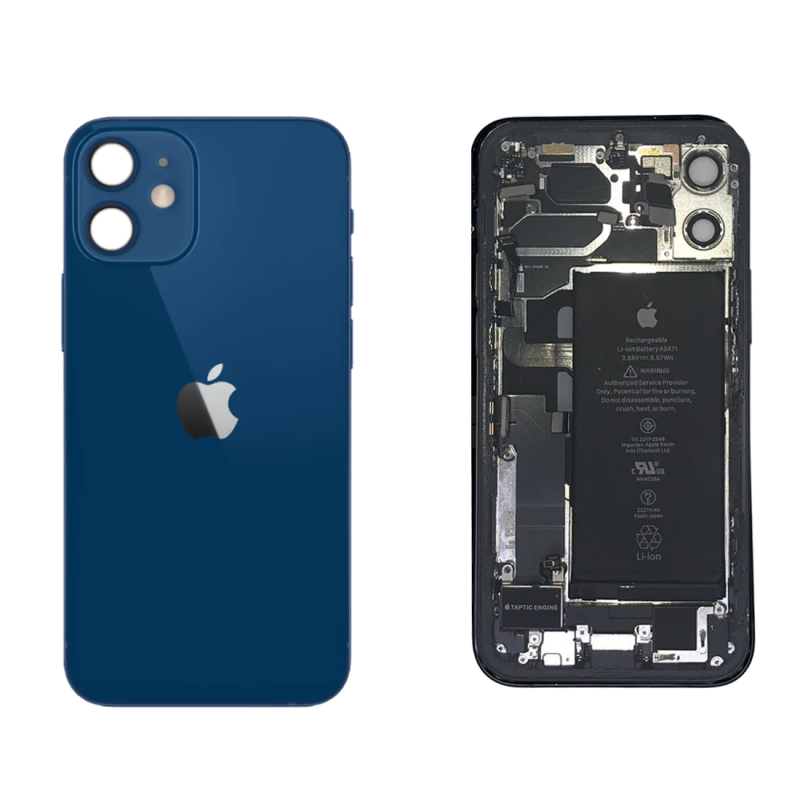 Apple Châssis Complet iPhone 12 Mini Bleu - Connecteur de Charge + Batterie (Origine Demonté) Grade AB