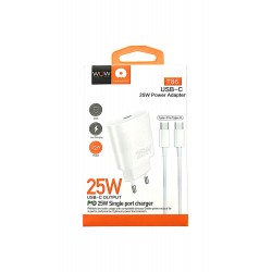 Wuw Chargeur secteur 25W + Cable Type-C vers Type-C Blanc T86C
