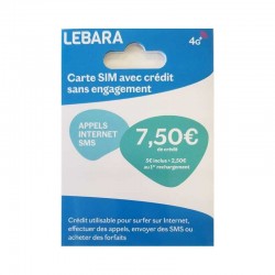 Carte SIM Prépayée Lebara 7,5€ de Crédit Inclus