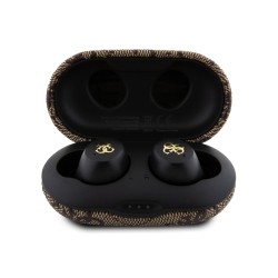 Guess Écouteurs sans fil Guess PU 4G avec logo en métal TWS - marron