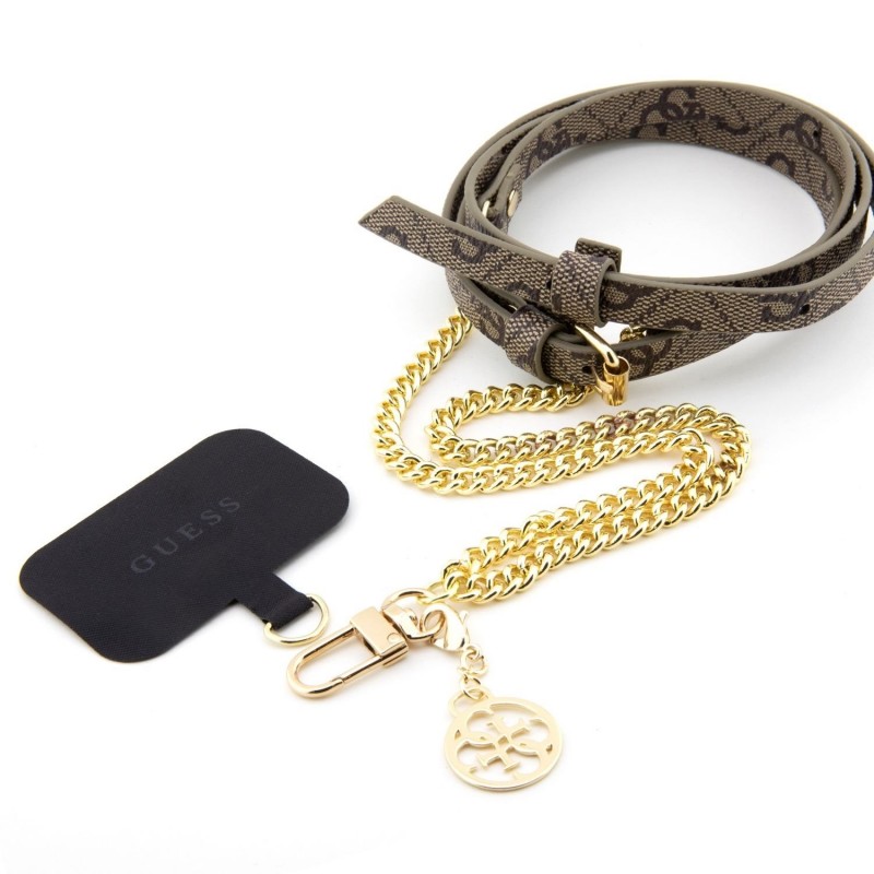 Guess GUESS : CORDON EN PU 4G AVEC CHAINE ET BRELOQUE - OR / MARRON Guess GUESS : CORDON EN PU 4G AVEC CHAINE ET BRELOQUE - OR / MARRON