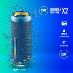 NGS NGS - ROLLER FURIA 2 : ENCEINTE BT .3 AVEC LEDS RÉSISTANTE AUX ÉCLABOUSSURES 30W- BT/USB/TF/AUX IN-TWS