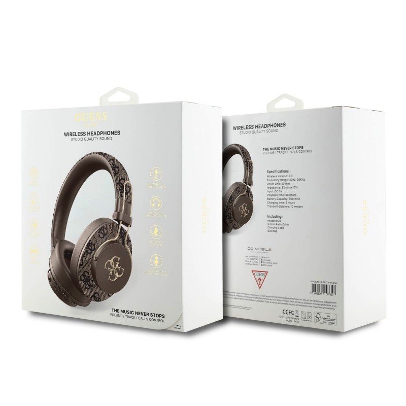 Guess Casque sans fil Guess avec réducteur de bruit ENC, Marron Guess Casque sans fil Guess avec réducteur de bruit ENC, Marron