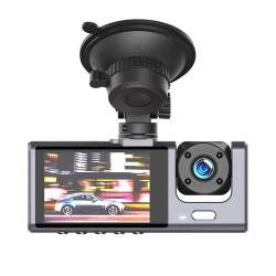 XO DASHCAM CAMÉRA HD EMBARQUÉE POUR VOITURE - 3 CAMÉRAS AVANT, INTERIEUR ET ARRIERE - MICROPHONE ET HAUT-PARLEUR INTEGRÉS - XJ03