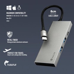 NGS NGS - WONDER DOCK 4 PRO - HUB (en Aluminium) USB-C- 2x USB 3.0 / 1x USB-C avec chargement PD, HDMI