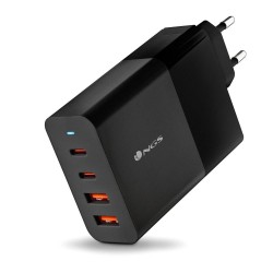 NGS NGS BUD 100W - Chargeur Mural GaN ultra-rapide 100 W - 4 ports : 2 USB-C et 2 USB-A - Noir