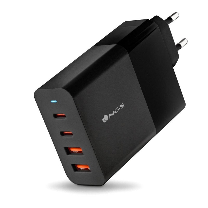NGS NGS BUD 100W - Chargeur Mural GaN ultra-rapide 100 W - 4 ports : 2 USB-C et 2 USB-A - Noir NGS NGS BUD 100W - Chargeur Mural GaN ultra-rapide 100 W - 4 ports : 2 USB-C et 2 USB-A - Noir