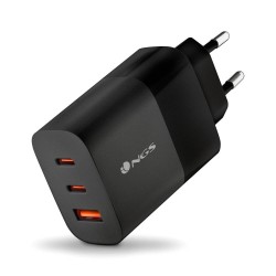 NGS NGS BUD 65W - Chargeur Mural GaN ultra-rapide 65 W - 3 ports : 2 USB-C et 1 USB-A - Noir