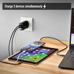 NGS NGS BUD 65W - Chargeur Mural GaN ultra-rapide 65 W - 3 ports : 2 USB-C et 1 USB-A - Noir