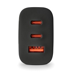 NGS NGS BUD 65W - Chargeur Mural GaN ultra-rapide 65 W - 3 ports : 2 USB-C et 1 USB-A - Noir