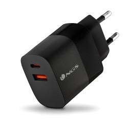 NGS NGS BUD 45W - Chargeur Mural GaN ultra-rapide 45 W - 2 ports : USB-C et USB-A - Noir