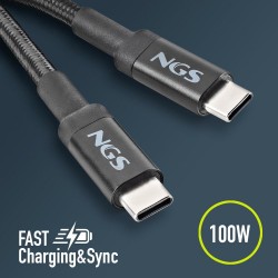 NGS NGS KNOT 100W-3 - Câble Charge Rapide USB C vers USB C de 3 m - Noir