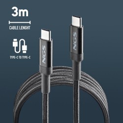 NGS NGS KNOT 100W-3 - Câble Charge Rapide USB C vers USB C de 3 m - Noir