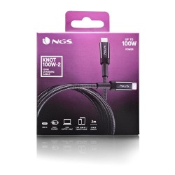 NGS NGS KNOT 100W-2 - Câble Charge Rapide USB C vers USB C de 2 m - Noir