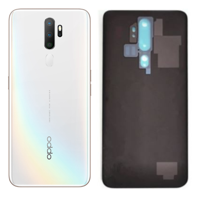 OPPO Vitre Arrière Oppo A5 2020 Blanc sans Contour lentille (Original Démonté) - Grade AB