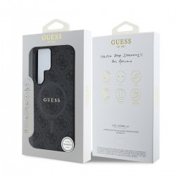 Guess GUESS SAMSUNG GALAXY S25 ULTRA - Coque MagSafe EN CUIR PU 4G AVEC ANNEAU COLORE - NOIR