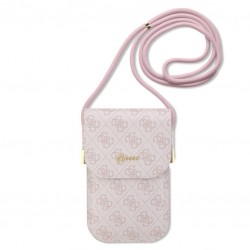 Guess Étui / Sacoche pour téléphone Guess PU 4G avec logo en métal Rose