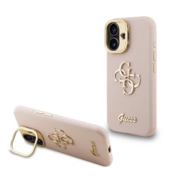 Apple IPHONE 16 Pro - Coque Guess en PU Grainé avec Logo 4G et Cadre Photo - Rose