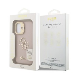 Apple IPHONE 16 Pro - Coque Guess en PU Grainé avec Logo 4G et Cadre Photo - Rose