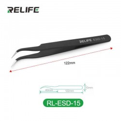 Pincette Coudée Antistatique - Noir - RELIFE RL-ESD-15