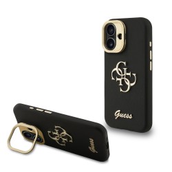 Apple IPHONE 16 Pro Max - Coque Guess en PU Grainé avec Logo 4G et Cadre Photo - Noir
