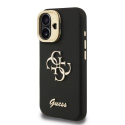 Apple IPHONE 16 Pro Max - Coque Guess en PU Grainé avec Logo 4G et Cadre Photo - Noir