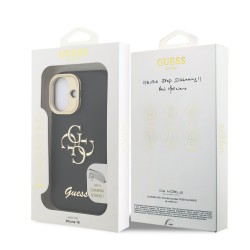 Apple IPHONE 16 Pro Max - Coque Guess en PU Grainé avec Logo 4G et Cadre Photo - Noir