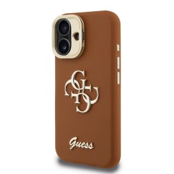 Apple IPHONE 16 Pro Max - Coque Guess en PU Grainé avec Logo 4G et Cadre Photo - Marron