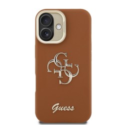 Apple IPHONE 16 Pro Max - Coque Guess en PU Grainé avec Logo 4G et Cadre Photo - Marron