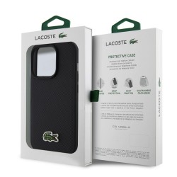 Apple iPhone 16 Pro Max - Coque Magsafe Lacoste Iconic Petit Pique Woven Logo - Noir