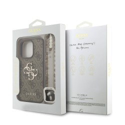 Guess Guess IPhone 16 Pro Max - Coque En PU 4G Avec Logo En Métal - Marron