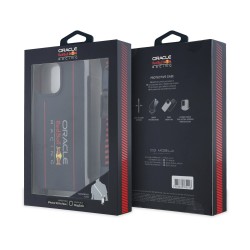 Apple iPhone 16 Pro Max - Coque MagSafe en Silicone avec Logo Vertical Red Bull et Bandoulière Bleu Marine