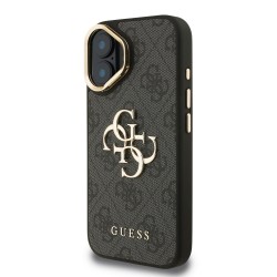 Apple IPHONE 16 - Coque Guess en PU 4G avec logo en métal et cadre photo - Noir