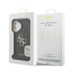 Apple IPHONE 16 - Coque Guess en PU 4G avec logo en métal et cadre photo - Noir
