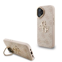 Apple IPHONE 16 - Coque Guess PU 4G avec logo en métal et cadre photo - Rose