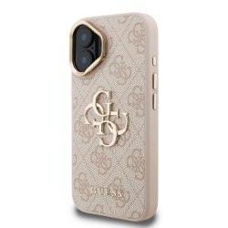 Apple IPHONE 16 - Coque Guess PU 4G avec logo en métal et cadre photo - Rose