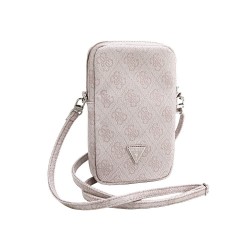 Guess Étui / Sacoche Guess PU 4G avec logo triangulaire et fermeture éclair - Rose