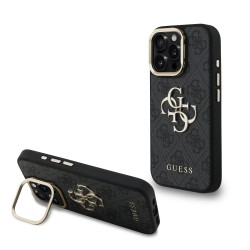 Apple IPHONE 16 Pro - Coque Guess PU 4G avec logo en métal et cadre photo - Noir