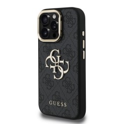 Apple IPHONE 16 Pro - Coque Guess PU 4G avec logo en métal et cadre photo - Noir