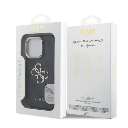 Apple IPHONE 16 Pro - Coque Guess PU 4G avec logo en métal et cadre photo - Noir