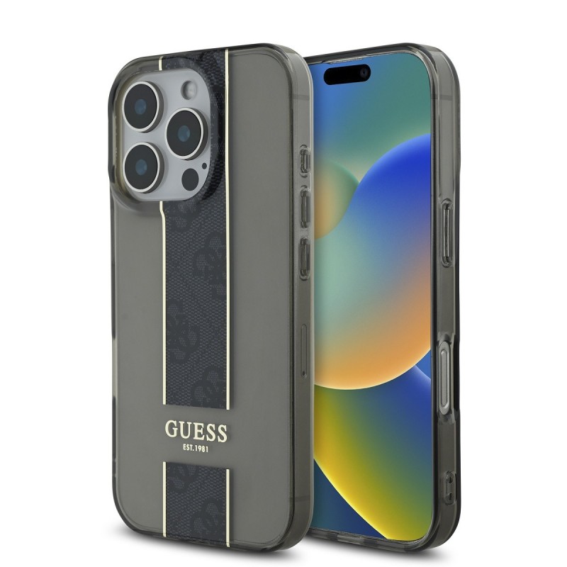 Apple IPHONE 16 Pro Max - Coque Guess IML Middle 4G Stripe - Noire Apple IPHONE 16 Pro Max - Coque Guess IML Middle 4G Stripe - Noire